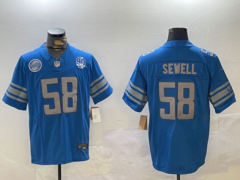 Men Detroit Lions #58 Sewell Blue three generations 2024 Nike Limited NFL Jersey style 4->detroit lions->NFL Jersey